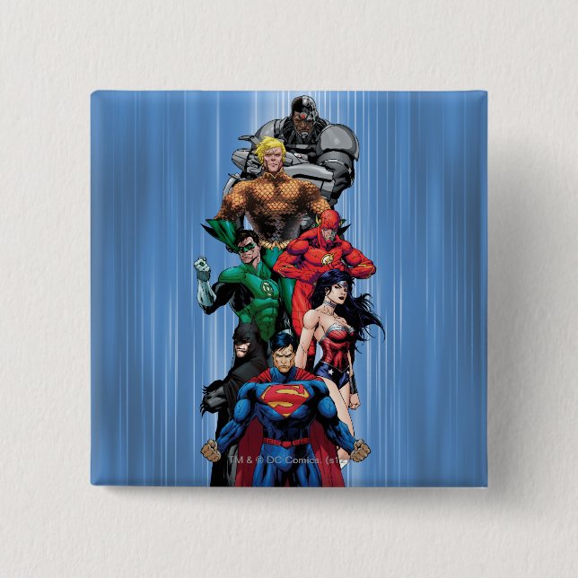 Badge Carré 5 Cm Ligue de la justice - Groupe 3 (Devant)