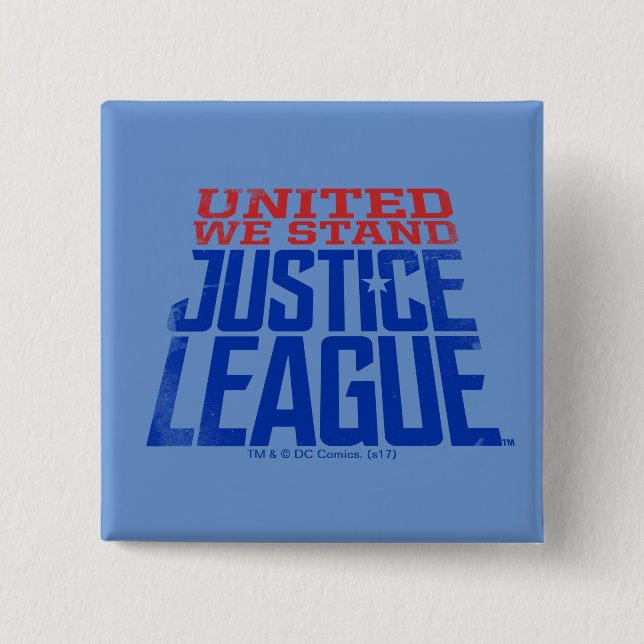 Badge Carré 5 Cm Ligue de la justice| United We Stand Graphic (Devant)