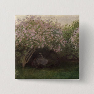 Badge Carré 5 Cm Lilas de Claude Monet , temps gris, 1872