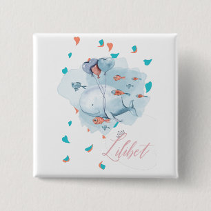 Badge Carré 5 Cm Lilibet Nommé Cadeaux de BALEINE Magique pour fill