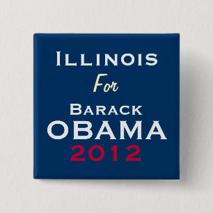 Badge Carré 5 Cm L'ILLINOIS pour le bouton de campagne d'OBAMA 2012