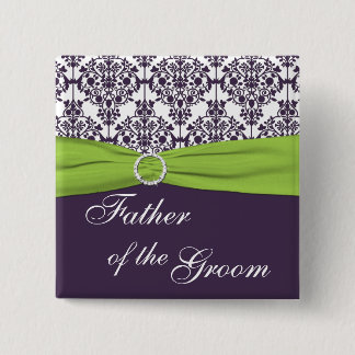 Badge Carré 5 Cm Lime et pourpre Damas père de la chambre