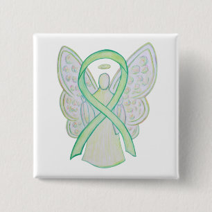 Badge Carré 5 Cm Lime Green Angel Sensibilisation Ruban Art Lapin P