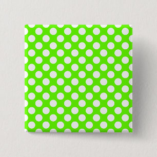 Badge Carré 5 Cm Lime Green et Pois blancs