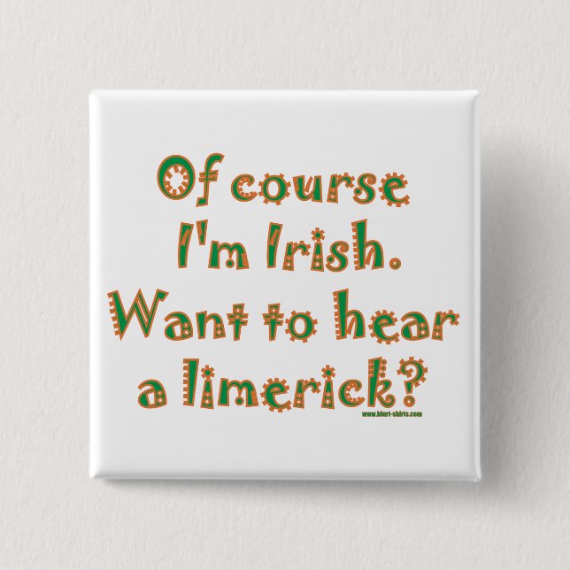 Badge Carré 5 Cm Limerick irlandais (Devant)