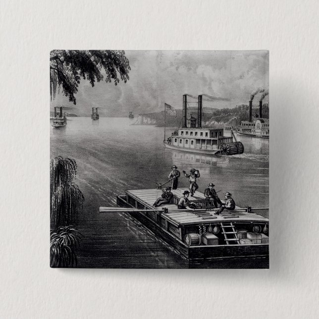 Badge Carré 5 Cm Limite en bas de la rivière (Devant)