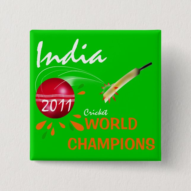 Badge Carré 5 Cm L'Inde 2011 coupes du monde du cricket ICC (Devant)