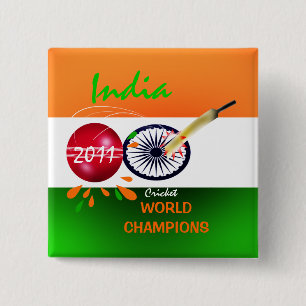 Badge Carré 5 Cm L'Inde 2011 coupes du monde du cricket ICC