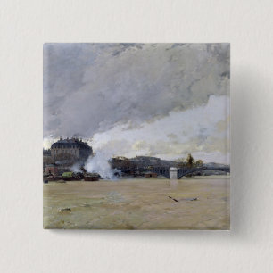 Badge Carré 5 Cm L'inondation de la Seine, c.1903