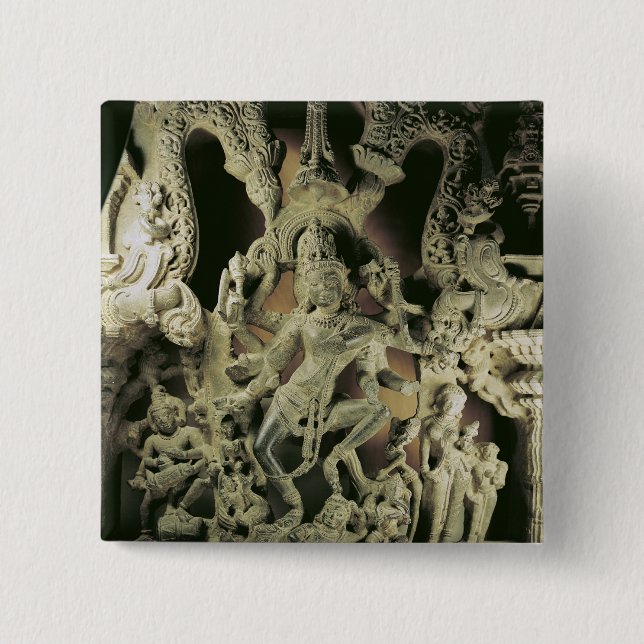 Badge Carré 5 Cm Linteau avec Shiva Nataraja, dynastie de Kakatiya (Devant)