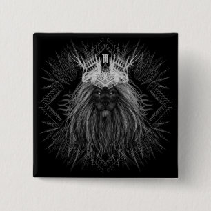 Badge Carré 5 Cm Lion avec monogramme de couronne