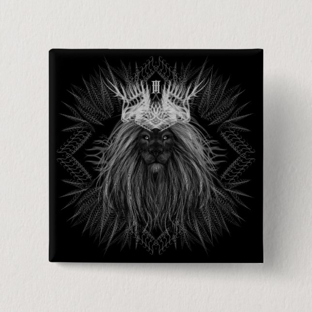 Badge Carré 5 Cm Lion avec monogramme de couronne (Devant)