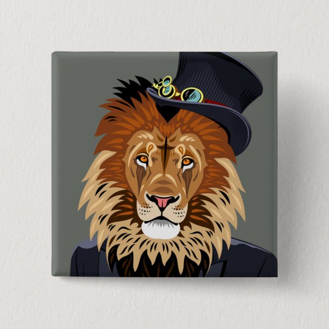 Badge Carré 5 Cm Lion chic (Devant)