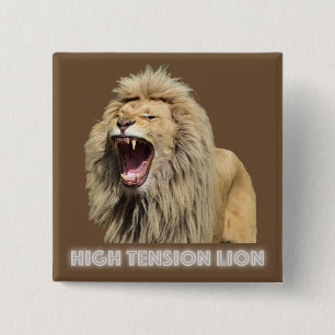 Badge Carré 5 Cm Lion haute tension