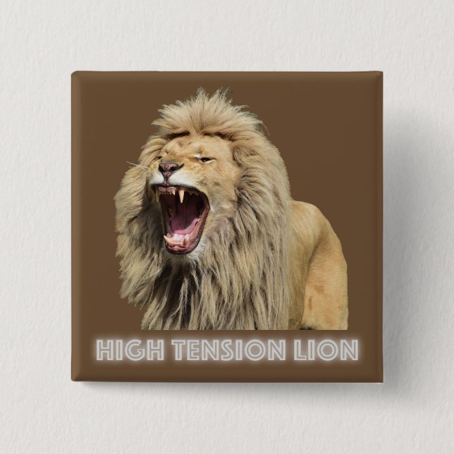 Badge Carré 5 Cm Lion haute tension (Devant)