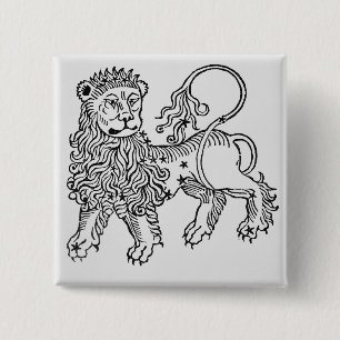 Badge Carré 5 Cm Lion (le lion) une illustration du 'Poeticon