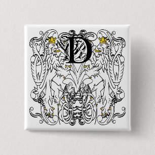 Badge Carré 5 Cm Lion Rampant Renaissance Mariage