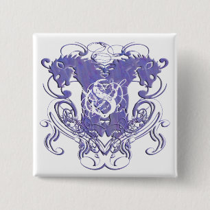 Badge Carré 5 Cm Lion Rampant Renaissance Mariage