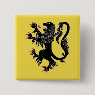 Badge Carré 5 Cm Lion Rampant Sable