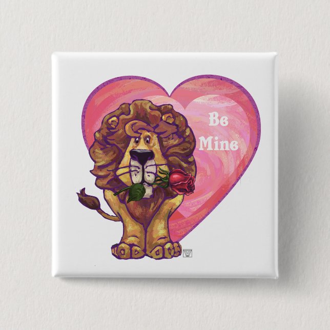 Badge Carré 5 Cm Lion Saint Valentin (Devant)