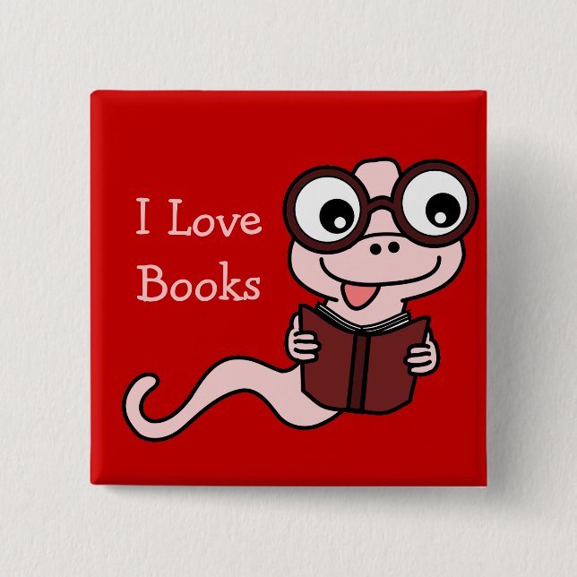 Badge Carré 5 Cm Lire un mois du livre : I Love Books (Devant)