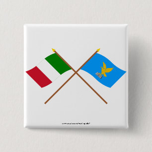 Badge Carré 5 Cm L'Italie et les drapeaux croisés par