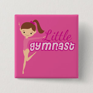 Badge Carré 5 Cm Little Gymnast (rose)
