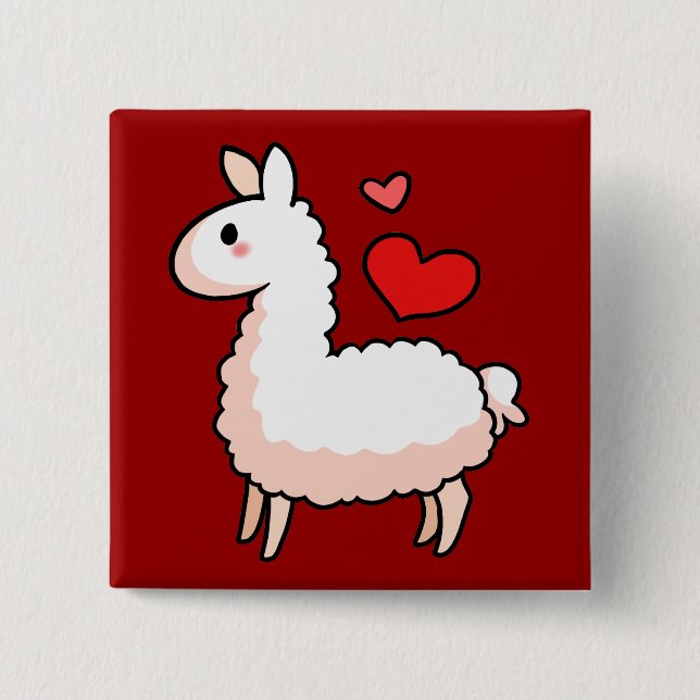 Badge Carré 5 Cm Little Llama (Devant)