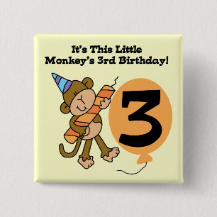 Badge Carré 5 Cm Little Monkey 3e Anniversaire Tshirts et cadeaux