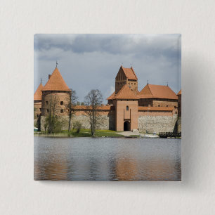 Badge Carré 5 Cm Lituanie, Trakai. Château de l'île 2