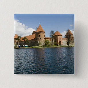 Badge Carré 5 Cm Lituanie, Trakai. Château d'Île 3