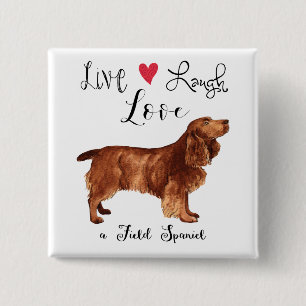 Badge Carré 5 Cm Live Laugh Love a Field Spaniel Button