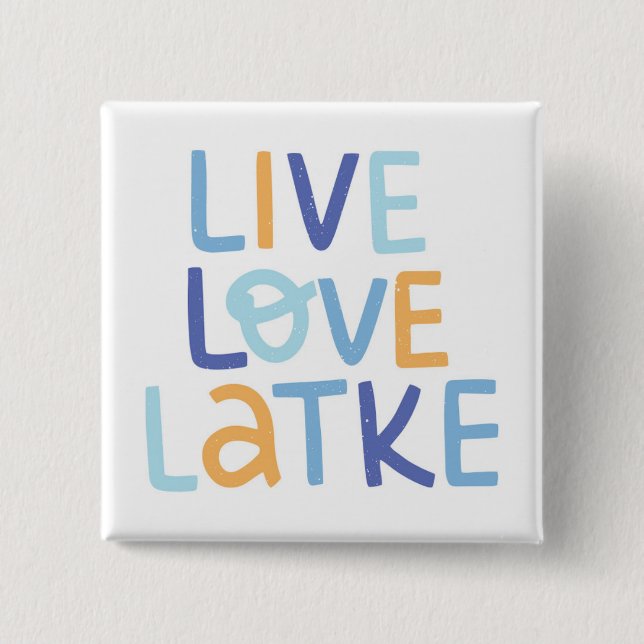 Badge Carré 5 Cm Live Love Latke Hanoukka Design (Devant)