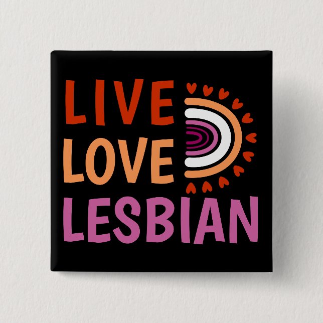 Badge Carré 5 Cm Live love lesbienne boho arc-en-ciel célébrer la d (Devant)