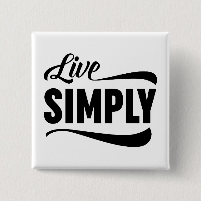 Badge Carré 5 Cm Live Simply Typographie (Devant)