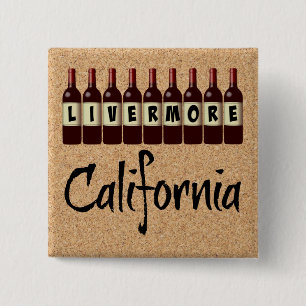 Badge Carré 5 Cm Livermore Californie Bouteilles de vin rouge Dégus