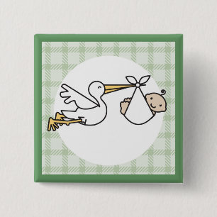 Badge Carré 5 Cm Livraison de bébé Stork