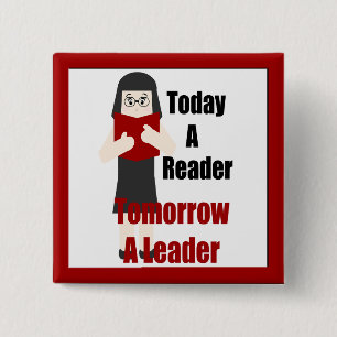 Badge Carré 5 Cm Livre de l'enseignant Lover Gal Lecteur Bouton 1