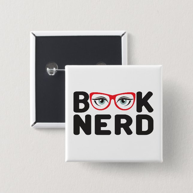 Badge Carré 5 Cm Livre Nerd (Devant & derrière)
