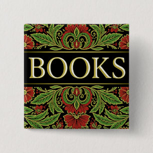 Badge Carré 5 Cm Livres Amoureux des Livres Écrivains Lecteurs Bibl