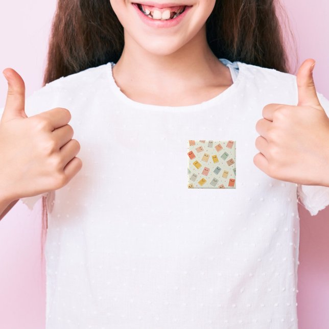 Badge Carré 5 Cm Livres Cute Kawaii (Créateur téléchargé)