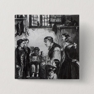 Badge Carré 5 Cm Livres de John enseignant des enfants dans sa