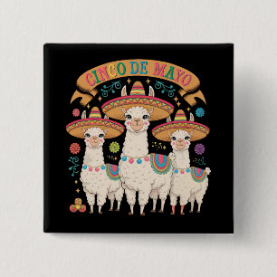 Badge Carré 5 Cm Llama drôle Cinco De Mayo Fiesta Fête