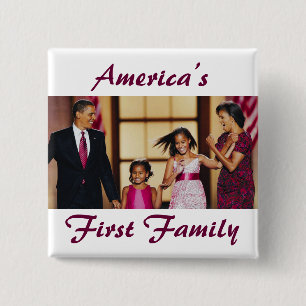 Badge Carré 5 Cm L'Obamas : La ?ère famille de l'Amérique