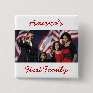 Badge Carré 5 Cm L'Obamas : La première famille de l'Amérique