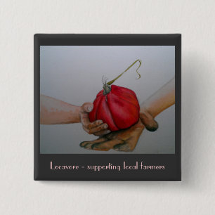 Badge Carré 5 Cm Locavore - agriculteurs locaux de soutien