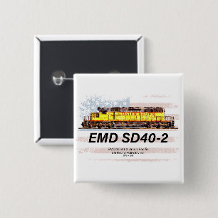 Badge Carré 5 Cm Locomotive diesel EMD SD40-2. drapeau américain