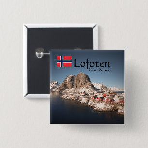 Badge Carré 5 Cm Lofoten Norvège Souvenir