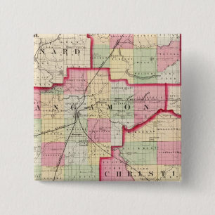Badge Carré 5 Cm Logan, Sangamon, comtés chrétiens