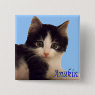 Badge Carré 5 Cm Logo à deux jambes de chat d'Anakin, bouton migno